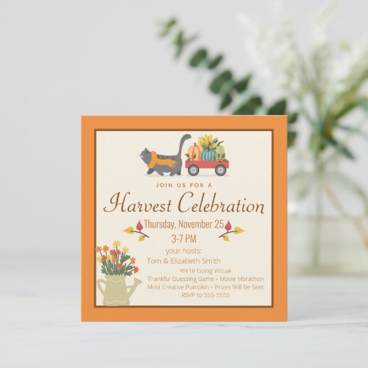 Herbst Rustikaler Erntedank Einladung (Stehend Vorderseite)