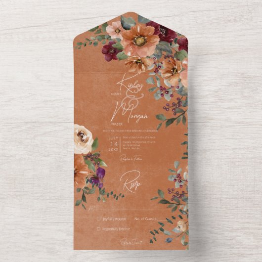 Herbst Rustikaler Rost & Wein Blütenrost Kein Aben All In One Einladung (Innen Boden)