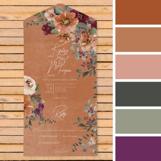 Herbst Rustikaler Rost & Wein Blütenrost Kein Aben All In One Einladung