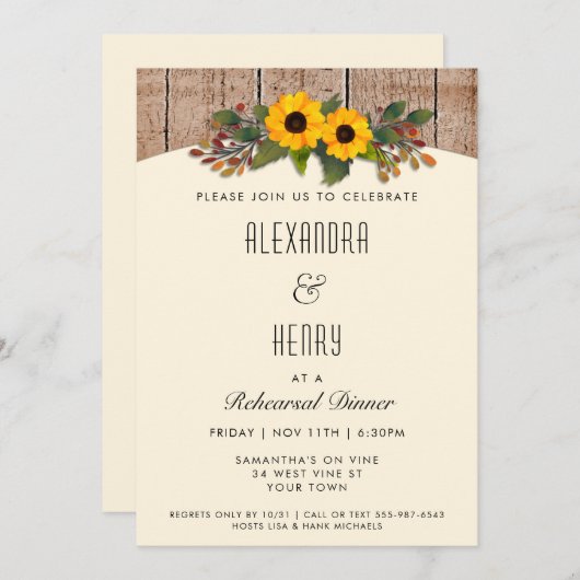 Herbst Rustikales Abendessen Probe Einladung (Vorne/Hinten)