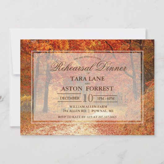 Herbst Rustikales Abendessen Probe Einladung (Vorderseite)