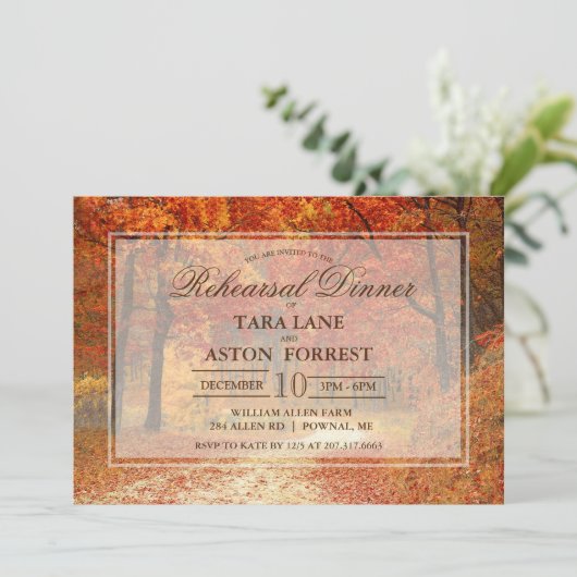 Herbst Rustikales Abendessen Probe Einladung (Stehend Vorderseite)