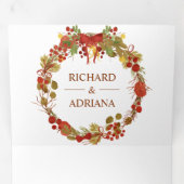 Herbst Rustikales Blätter Wreath Wedding Dreifach Gefaltete Einladung (Innen Erste Seite)