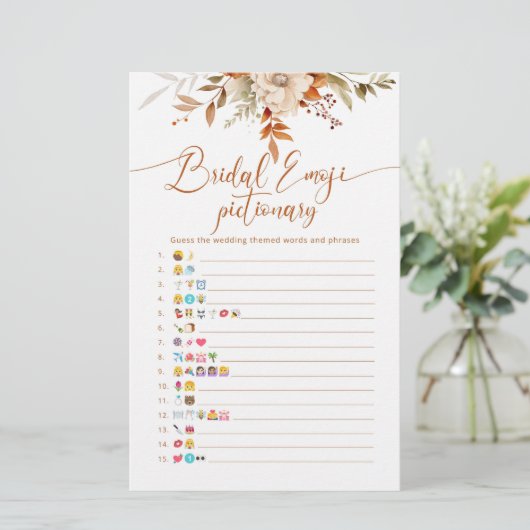Herbst rustikales Brautparty Emoji pickgame (Stehend Vorderseite)