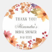 Herbst Rustikales Brautparty Vielen Dank Runder Aufkleber (Vorderseite)