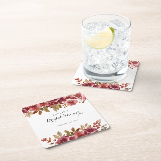 Herbst Rustikales Brunch & Bubbly Brautparty Rechteckiger Pappuntersetzer (Vor Ort)