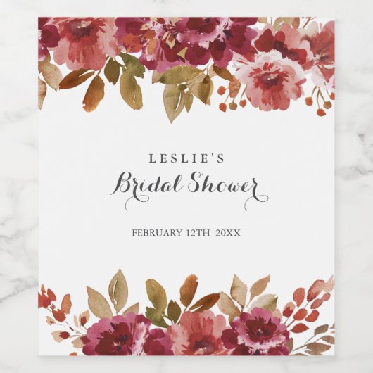 Herbst Rustikales Brunch & Bubbly Brautparty Weinetikett (Einzelnes Label)