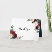 Herbst Rustikales Burgund Hochzeit Dankeschön Kart Dankeskarte (Vorderseite)