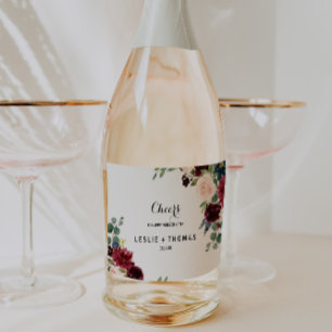 Herbst Rustikales Burgund Hochzeit Sparkling Weins Schaumweinetikett