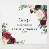 Herbst Rustikales Burgund Hochzeit Sparkling Weins Schaumweinetikett (Einzelnes Label)