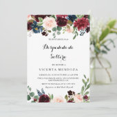 Herbst Rustikales Burgund Spanisches Brautparty Einladung (Stehend Vorderseite)