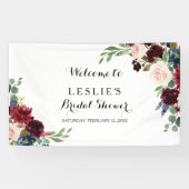 Herbst Rustikales Dazzling Burgund Brautparty Banner (Horizontal)