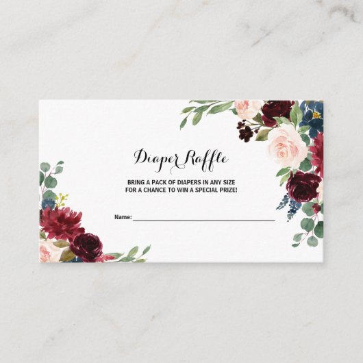 Herbst Rustikales Dazzling Burgundy Diaper Raffel Begleitkarte (Vorderseite)