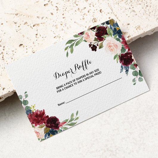 Herbst Rustikales Dazzling Burgundy Diaper Raffel Begleitkarte