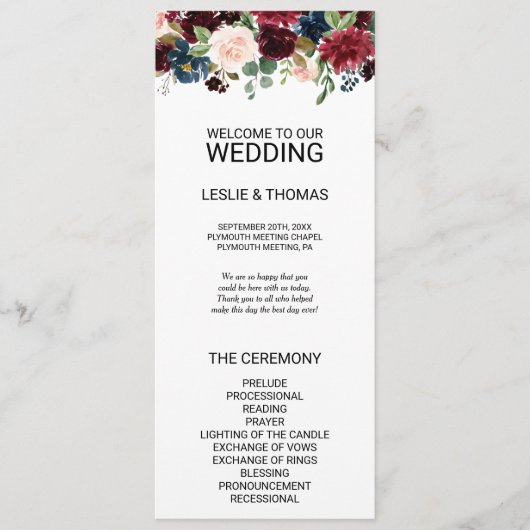 Herbst-Rustikales Dazzling-Hochzeitsprogramm Programm (Vorderseite)