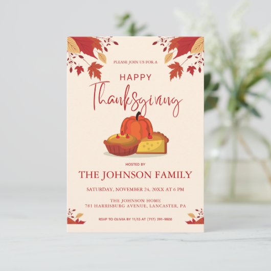 Herbst Rustikales Erntedank-Dinner Einladung (Stehend Vorderseite)