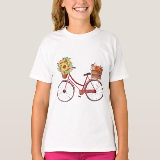 Herbst. Rustikales Fahrrad mit Sonnenblumen T-Shirt (Vorderseite)