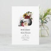 Herbst Rustikales florales Gotisches Brautparty Einladung (Stehend Vorderseite)