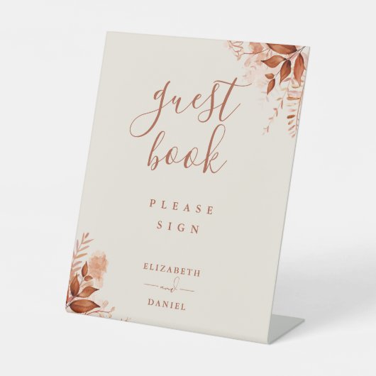 Herbst Rustikales Gästebuch Sockelschild (Vorderseite)