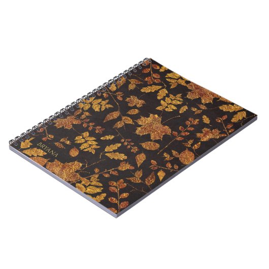Herbst Rustikales Goldenes Blätter Notizblock (Linke Seite)
