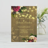 Herbst rustikales Holz und zartes Licht Blumen Hoc Einladung (Stehend Vorderseite)