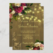Herbst rustikales Holz und zartes Licht Blumen Hoc Einladung (Vorne/Hinten)