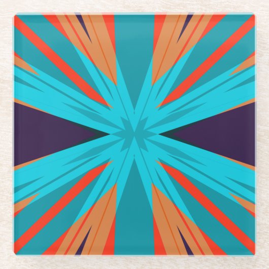 Herbst Rustikales Land Türkis Orange Lila Star Glasuntersetzer (Vorderseite)