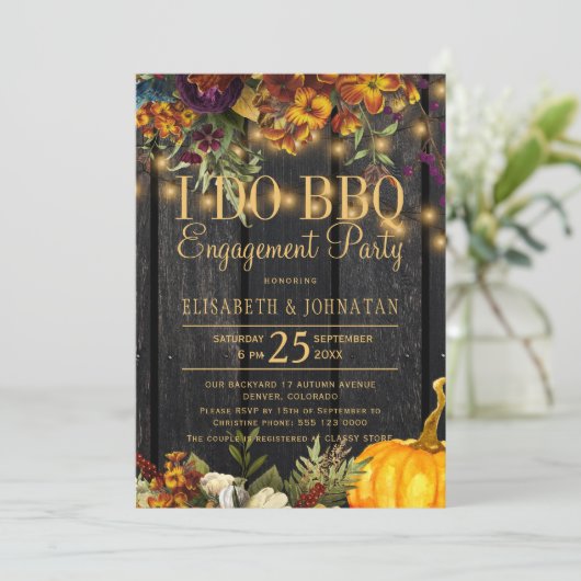 Herbst rustikales Stallholz Ich mache Grillen Enga Einladung (Stehend Vorderseite)