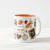 Herbst Saison Erntedank Hallo Pumpkin Zweifarbige Tasse (VorderseiteRechts)