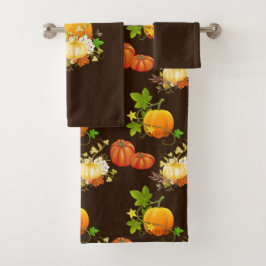 Herbst Saison Pumpkins Badezimmer Brown Badhandtuch Set