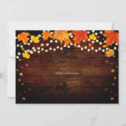 Herbst-Saitenleuchten Wood Hochzeit Einladung (Rückseite)