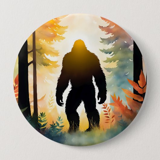 Herbst Sasquatch Farbige Landschaft Button (Vorderseite)