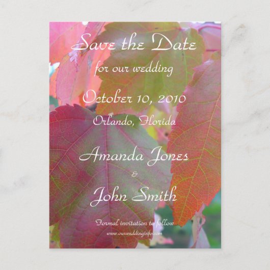 Herbst Save the Date Postkarte (Vorderseite)