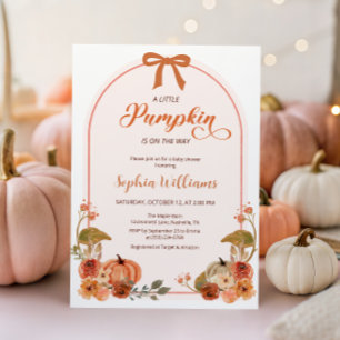 Herbst-Schleife Kleines Kürbismädchen Baby Shower Einladung