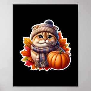 Herbst-Schottisch-Faltkatzenbesitzer-Erntedank-M Poster