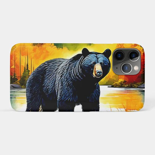 Herbst Schwarzbär Fluss Design Case-Mate iPhone Hülle (Rückseite (Horizontal))