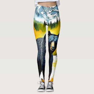 Herbst Schwarzbär Fluss Design Leggings