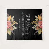 Herbst Schwarzer Herbst Boho Rustikale Blumenhochz Wandteppich (Vorderseite (Horizontal))