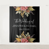 Herbst Schwarzer Herbst Boho Rustikale Blumenhochz Wandteppich (Vorderseite)