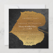 Herbst Schwarzes Golden Blätter Geburtstagsparty Einladung (Vorderseite)