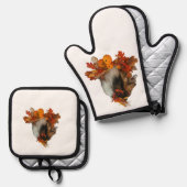 Herbst Sheltie Ofenhandschuh & Topflappen-Set (Vorderseite/Rückseite)