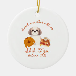 Herbst Shih Tzu Hygge Keramik Ornament
