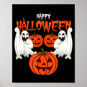Herbst-Shirt mit Kürbisgesichtern Geistern des Her Poster