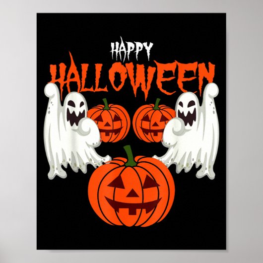 Herbst-Shirt mit Kürbisgesichtern Geistern des Her Poster (Vorne)