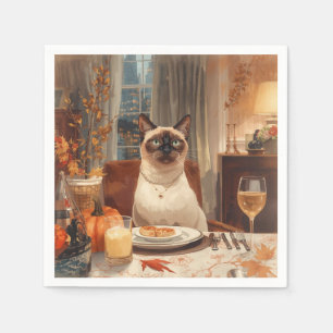 Herbst Siam Cat Hostess at Dinner Erntedank Serviette