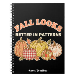 Herbst sieht besser in Mustern aus Retro Vintage H Notizblock