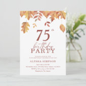 Herbst sinkende Blätter 75. Geburtstag Einladung (Stehend Vorderseite)