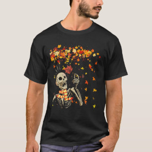 Herbst Skelett glücklich Fall Y'all Pumpkin Gewürz T-Shirt