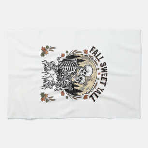 Herbst-Skelett-Paar Vintage-Stich Herbst-Shir Geschirrtuch