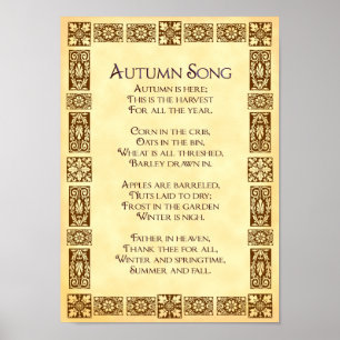 Herbst Song Erntedank Harvest Gedicht 10x14 Poster